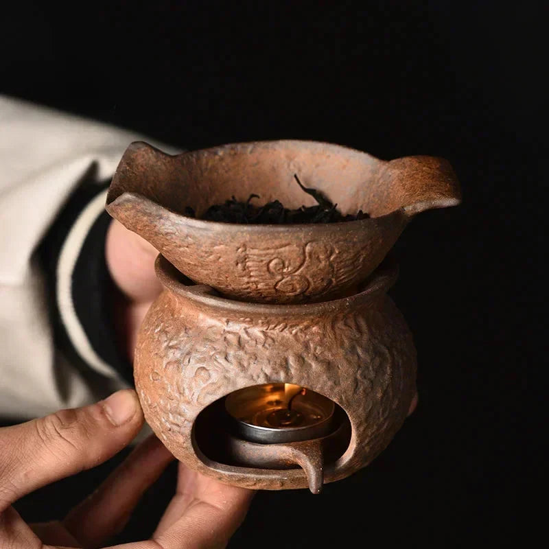 Rustic Stoneware Tea Warmer Ceramic Tea Warmer detail view