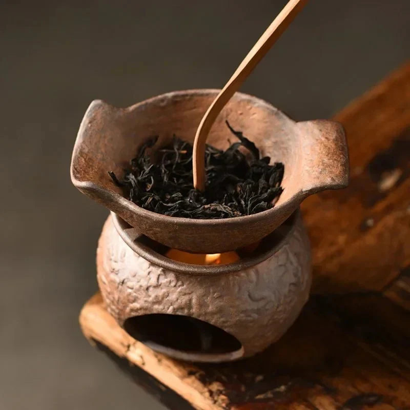 Rustic Stoneware Tea Warmer Tea Warmer side view