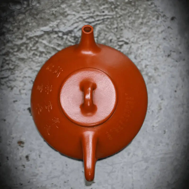 Red-orange Ceramic Yixing Teapot made of Zhuni Clay for Gongfu Tea brewing