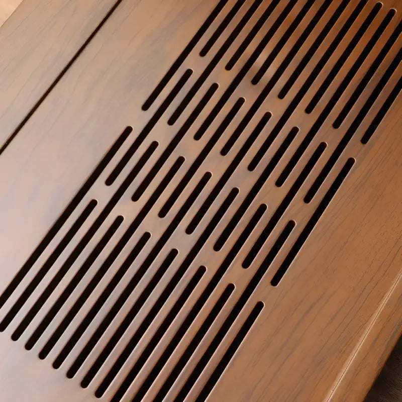 Serene Flow bamboo tea tray with slatted wooden surface for an eco-friendly tea experience