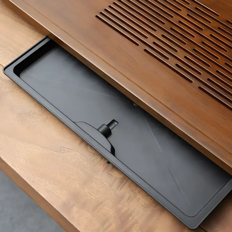 Serene Flow bamboo tea tray with drainage for an eco-friendly tea experience