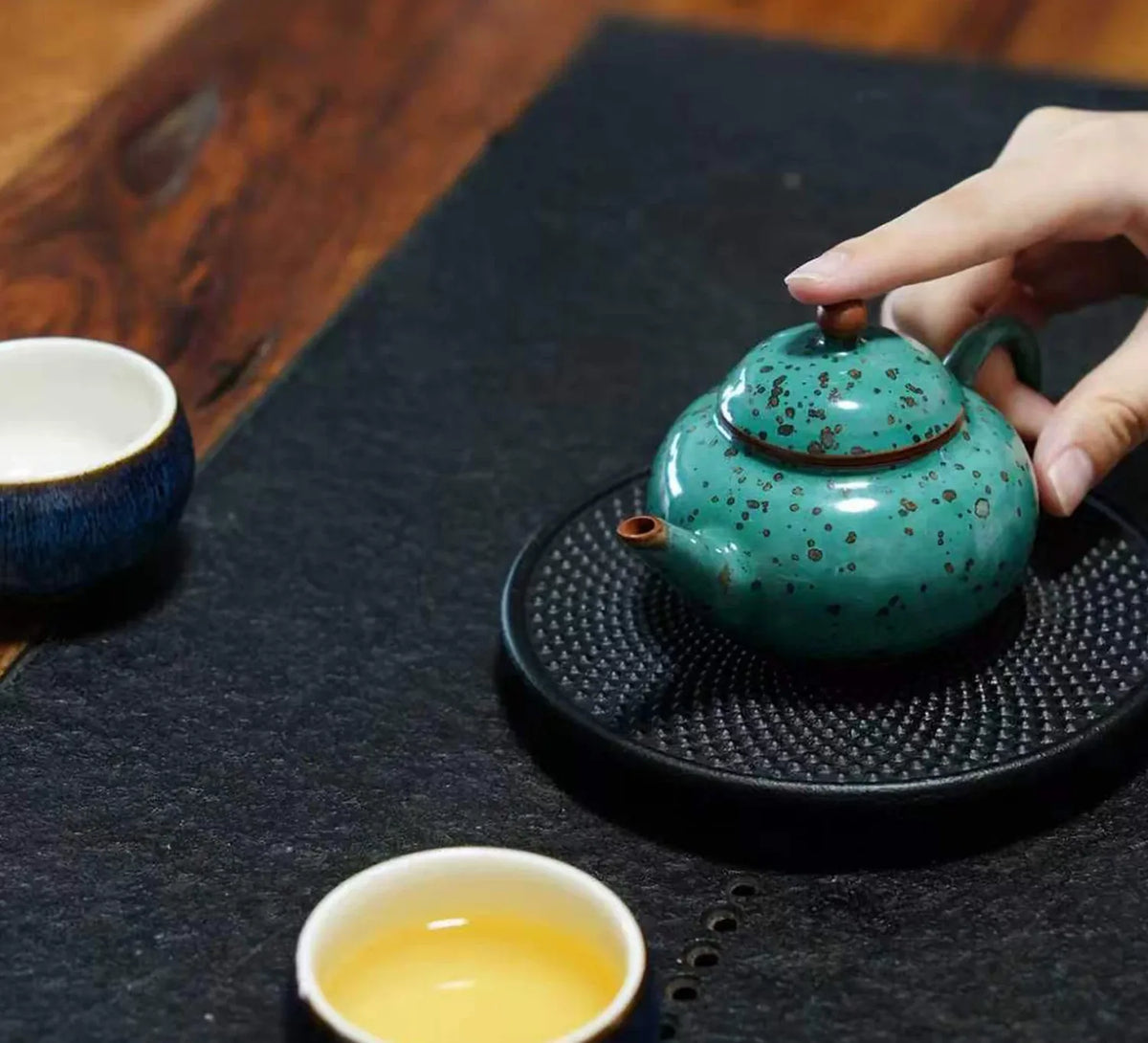 Shuiping Jun Glaze Teapot — further detail