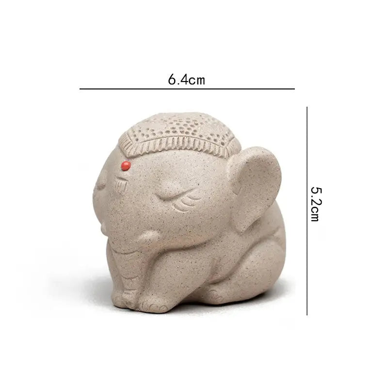 Silent Dharma elephant tea pet ceramic figurine with closed eyes, Yixing Zisha style