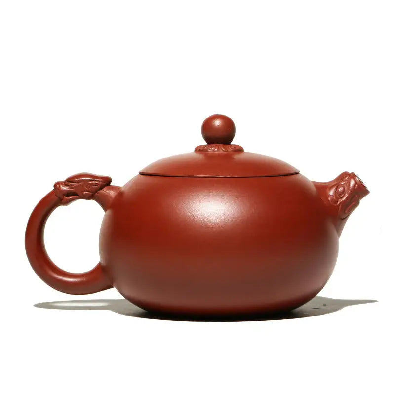 Red-brown Yixing Zisha Teapot Silent Sentinel with dragon-shaped handle and spout