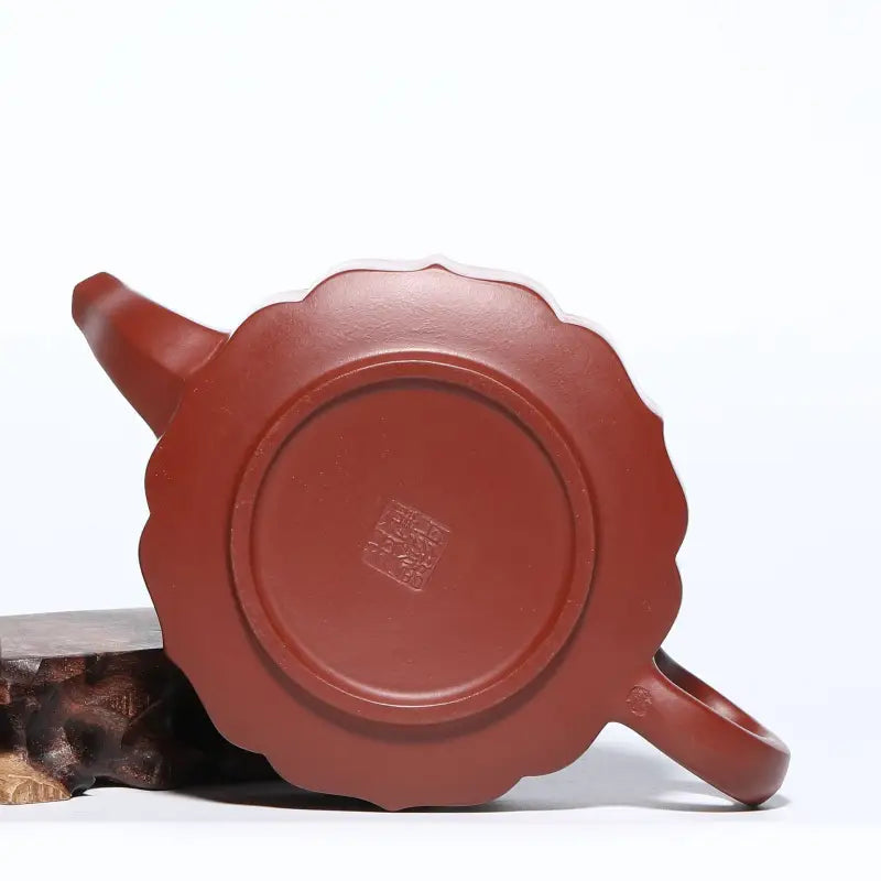 Reddish-brown floral-edged Yixing Zisha clay teapot from Silken Ridge collection