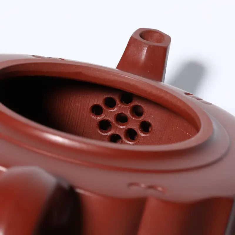 Reddish-brown Yixing Zisha Clay Teapot Interior with Spout and Filter Holes – Silken Ridge