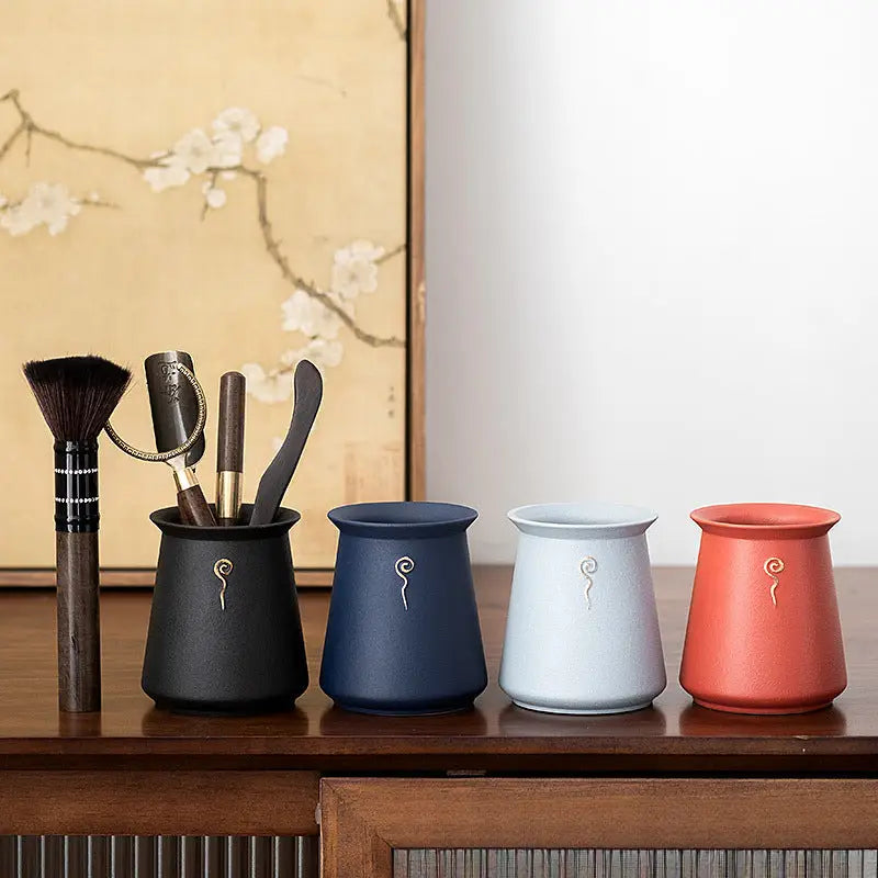 Colorful ceramic tea tool holders from Six Gentlemen Tea Set for Gongfu Tea Ceremony