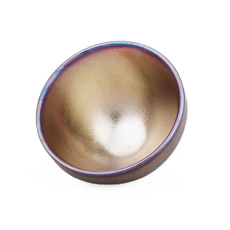 Metallic iridescent bowl from the Smooth collection, perfect for gongfu tea and jian zhan brewing