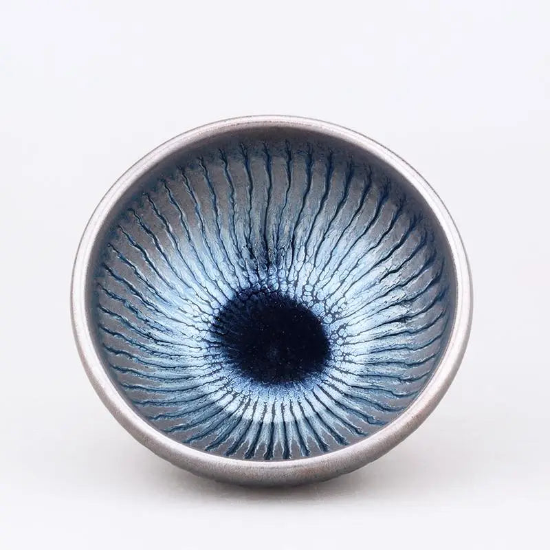 Blue and silver decorative bowl from Spiral, inspired by Jianyang Tenmoku style