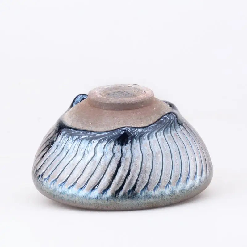 Round glazed ceramic bowl from Spiral, ideal as a tenmoku tea cup or Jianyang tenmoku