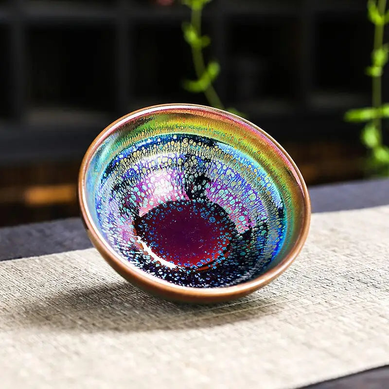 Iridescent ceramic Tea Cup from Splash featuring Jian Zhan style for Gongfu Tea brewing