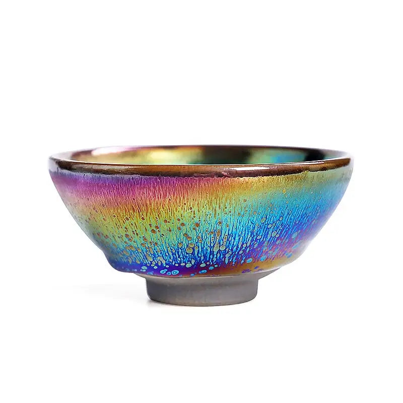 Iridescent ceramic bowl from Jian Zhan collection for Gongfu tea and tea cups