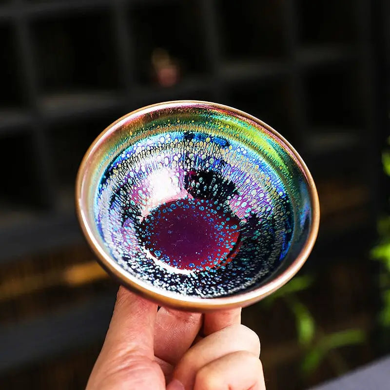 Iridescent ceramic tea bowl from Splash, perfect for Jian Zhan or Gongfu Tea brewing