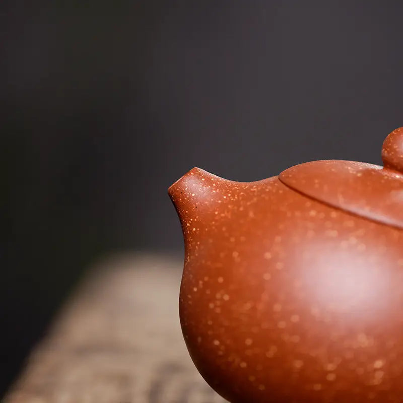 Red-brown Yixing Zisha Clay Stardust Harmony Teapot with Speckled Texture for Authentic Gongfu Tea