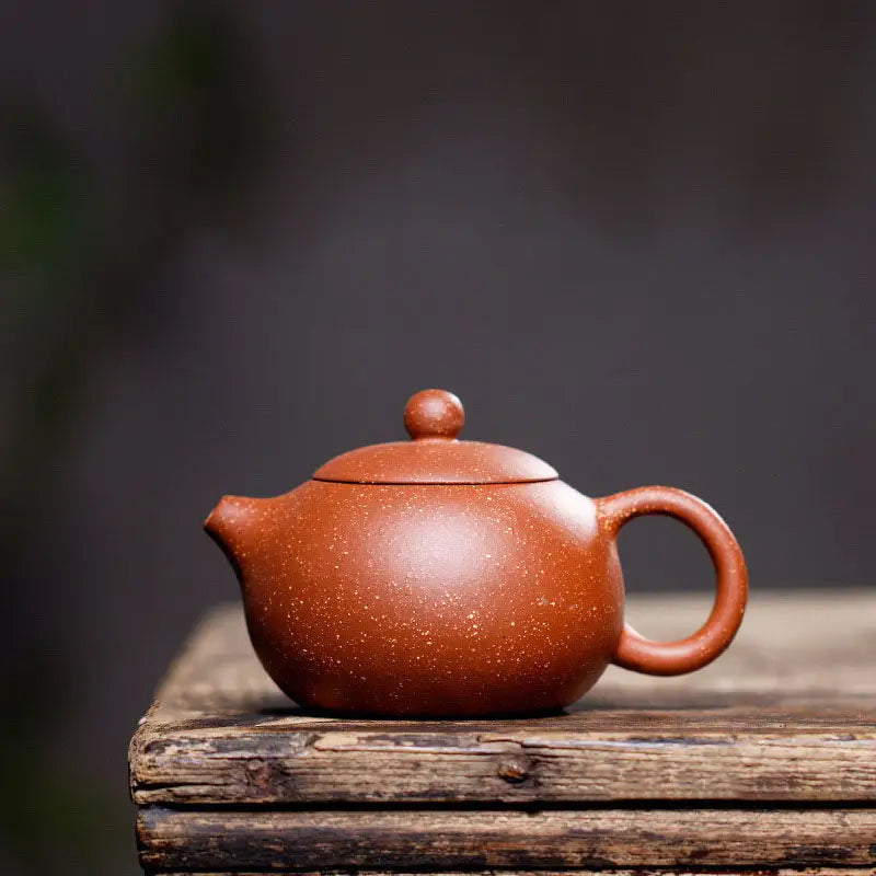 Earthenware teapot with rounded handle in Stardust Harmony Yixing Zisha clay for authentic gongfu tea