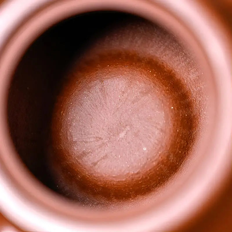 Crystalline-coated terracotta vessel interior in Still Ember made from Zhuni clay and Yixing Zisha