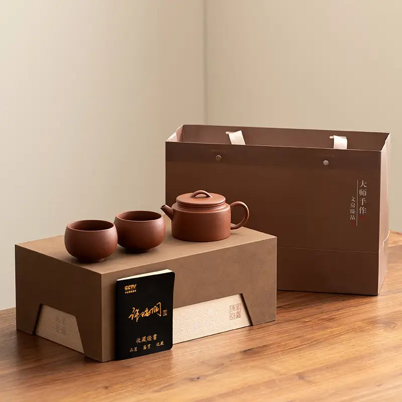 Earthenware Stillness Tea Set with gift box featuring Yixing Zisha Teapot and accessories