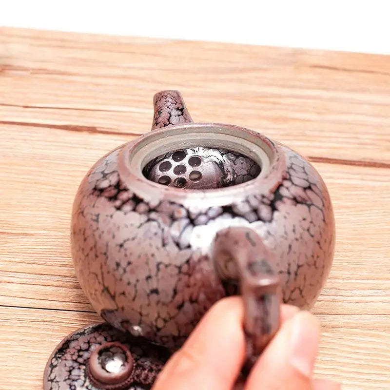 Silver and black patterned teapot from Jian Zhan Jianyang Tenmoku tenmoku teaware collection