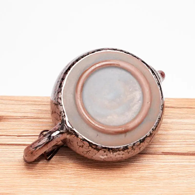 Ceramic Succulent Teapot with crackled glaze in Jian Zhan Jianyang Tenmoku tenmoku teaware style