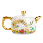 White Jingdezhen enamel art hand-painted porcelain teapot with gold accents and floral design