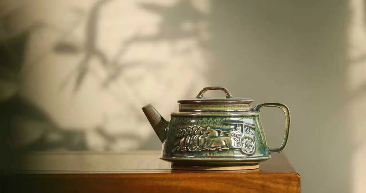Tianyu Relief Teapot — styled in context