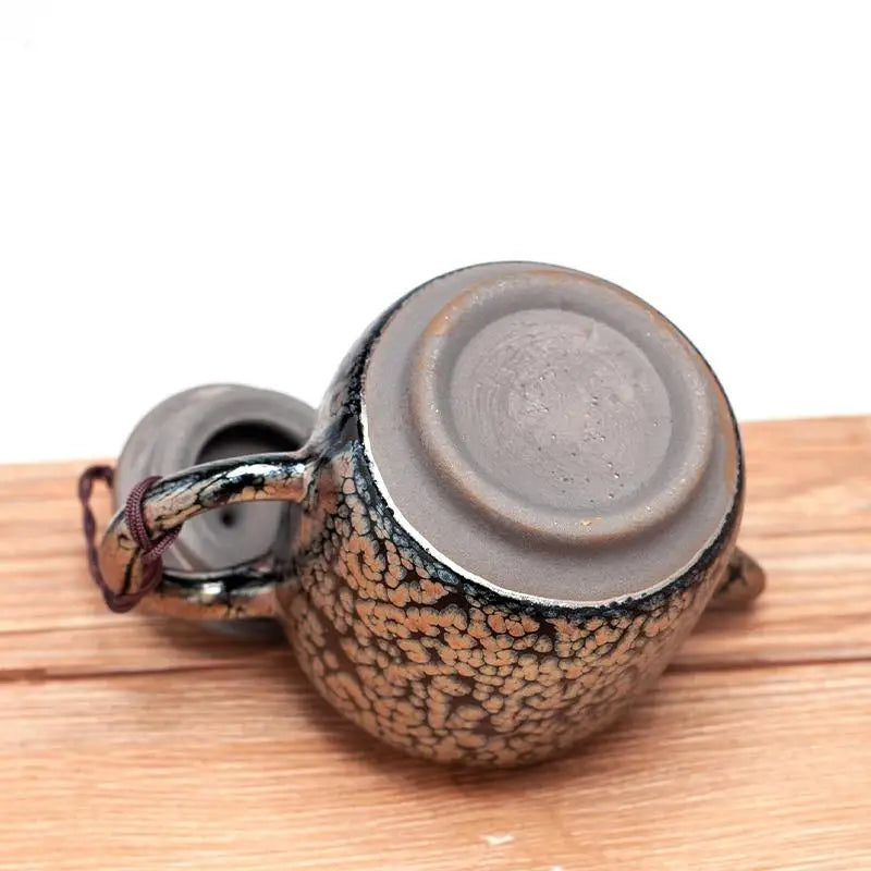 Spotted ceramic teapot with crystalline glaze from Tissue Teapot, handcrafted in Jianyang