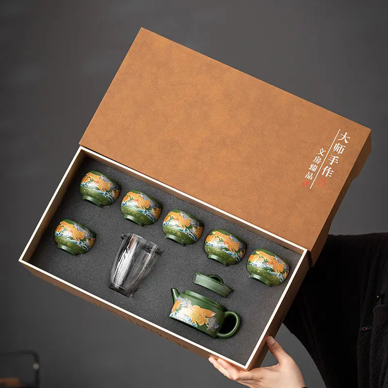 Tranquil Fir Tea Set in a Gift Box with Zisha Clay Yixing Zisha for Brewing