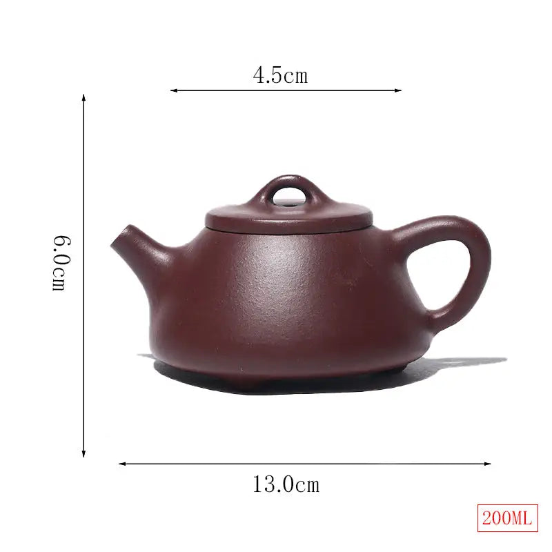 Maroon ceramic tranquil Loop Yixing Zisha Teapot for Gongfu Tea Rituals in purple clay