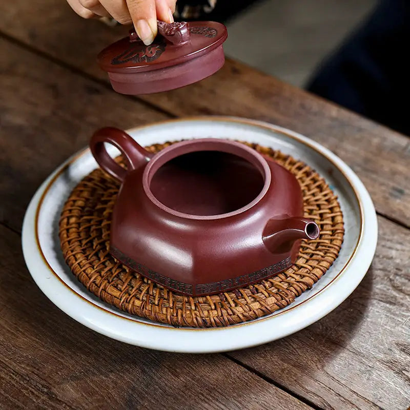 Maroon Yixing Zisha Teapot with Five Gourds design from Treasure Blessing