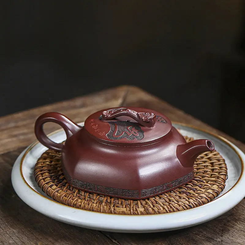 Maroon Ceramic Yixing Zisha Teapot with Five Gourds from Treasure Blessing Product