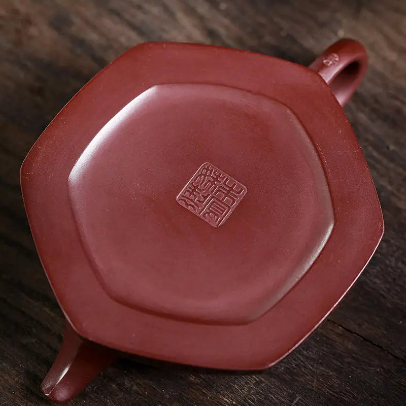 Reddish-brown Yixing Zisha teapot base with square seal from Treasure Blessing with five gourds