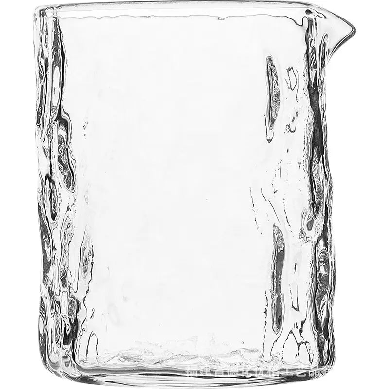 Clear textured borsilicate glass pitcher with ripple texture for gongfu tea sessions in Tree pattern