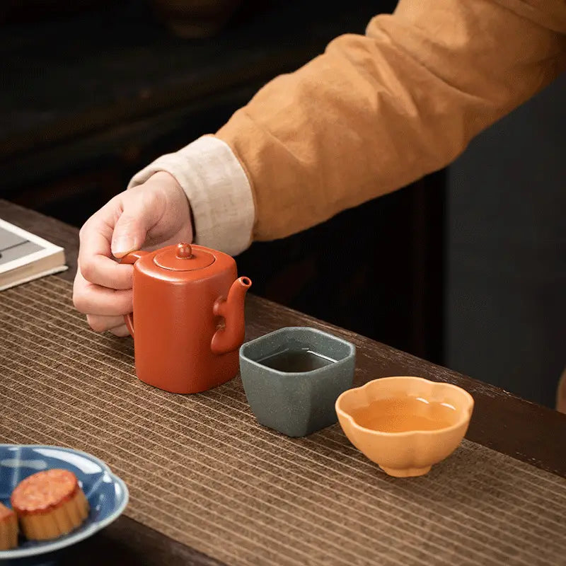Verdant Echo Tea Set with Yixing Zisha Teapot and mooncakes for elegant tea time