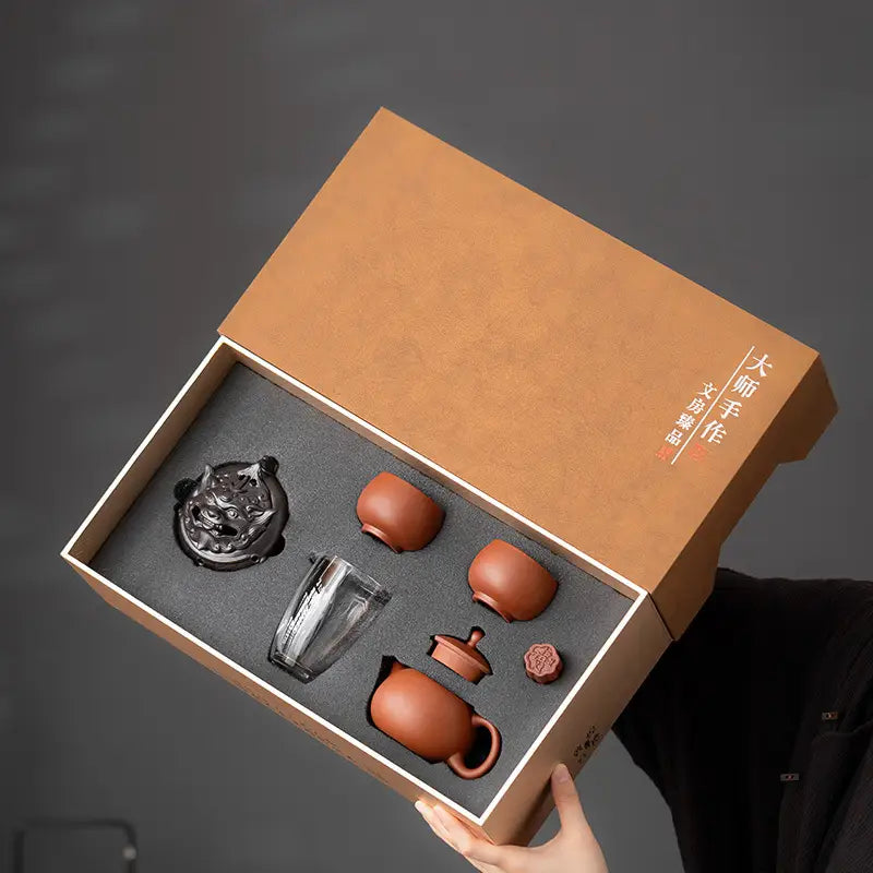Verdant Whisper Tea Set in gift box with Yixing Zisha Yixing Green tea accessories