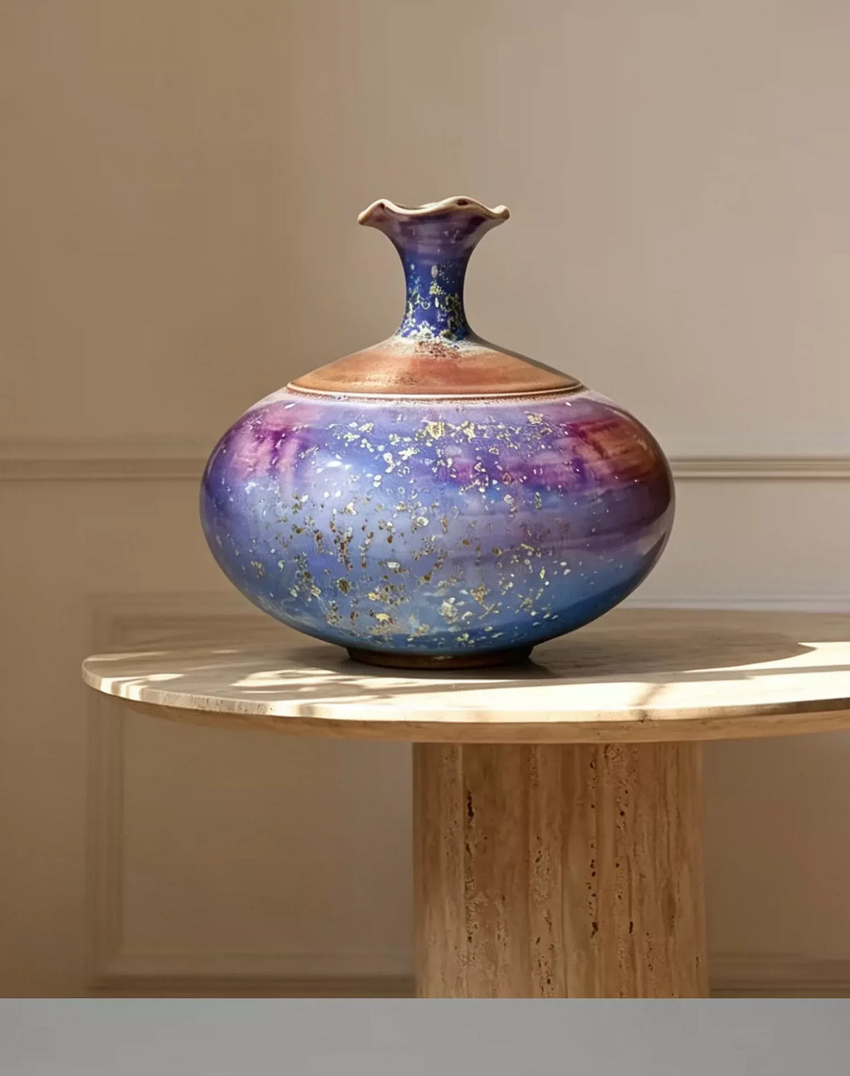 Violet Lotus Neck Jun Vase — profile view
