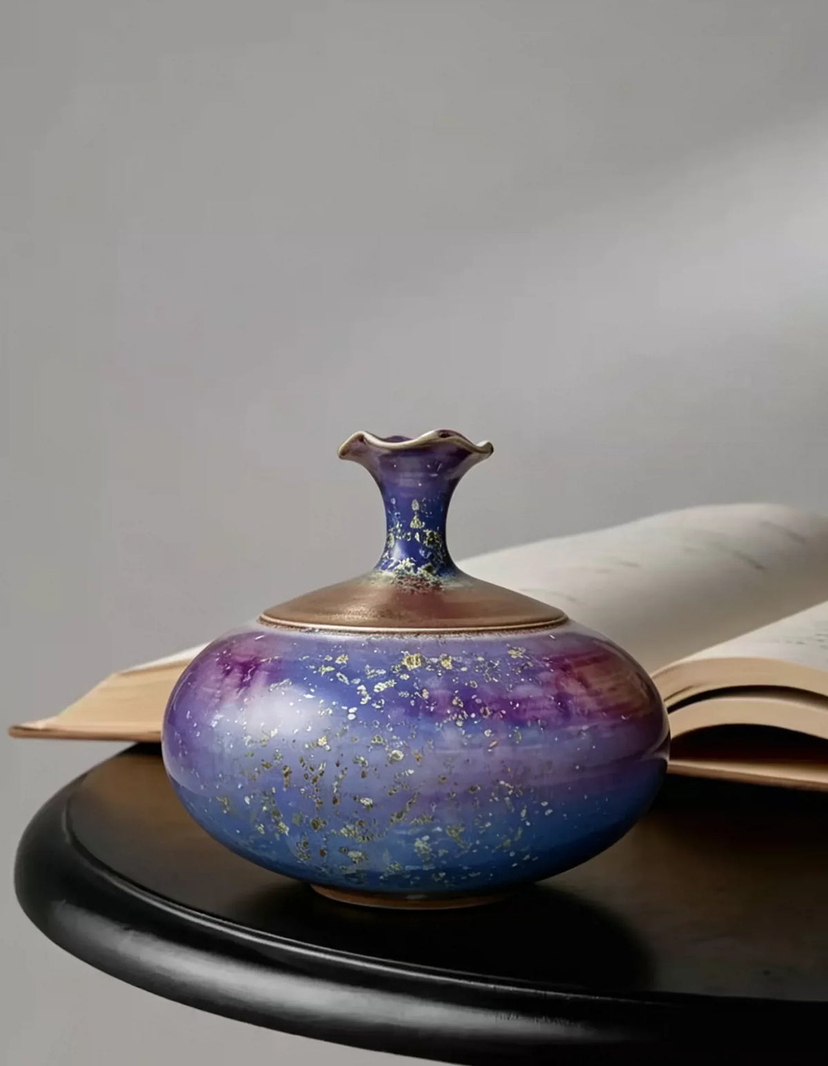 Violet Lotus Neck Jun Vase — further detail