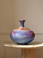 Violet Lotus Neck Jun Vase — Jun-glazed ceramic vase