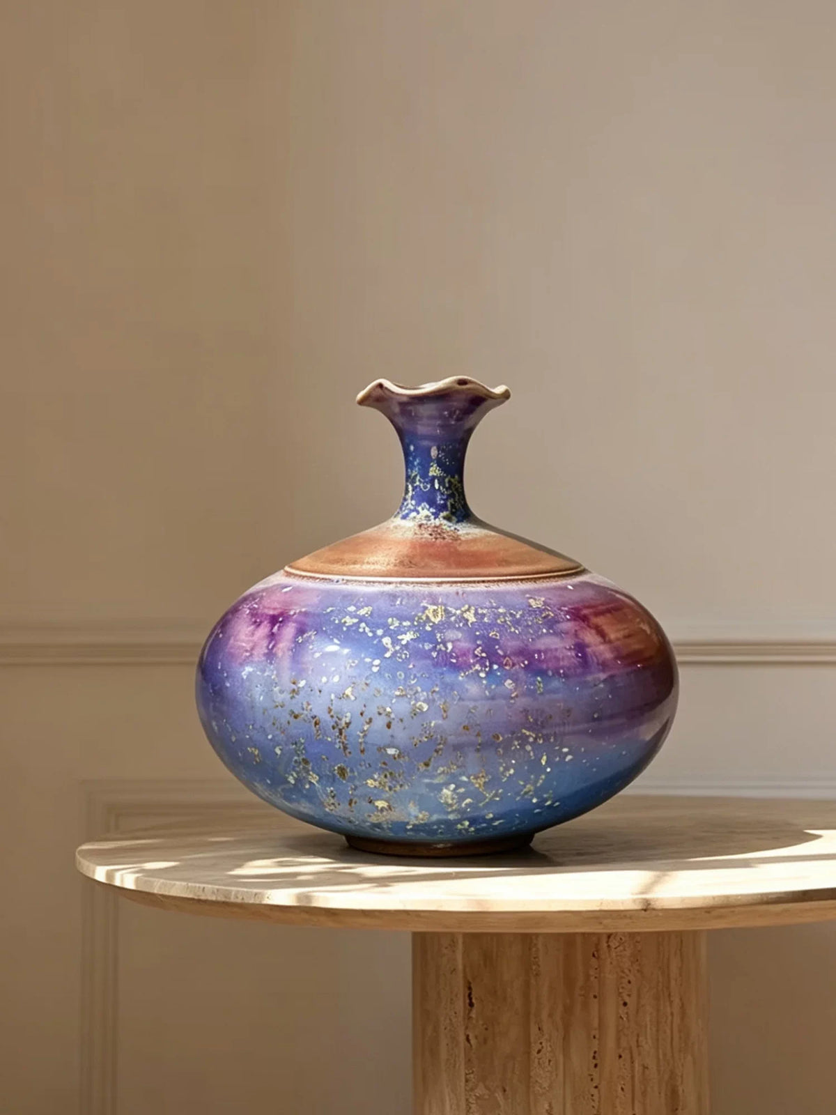 Violet Lotus Neck Jun Vase — Jun-glazed ceramic vase