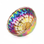 Vivid Peacock Jian iridescent abalone shell with gold filigree, perfect for golden lotus Zhan