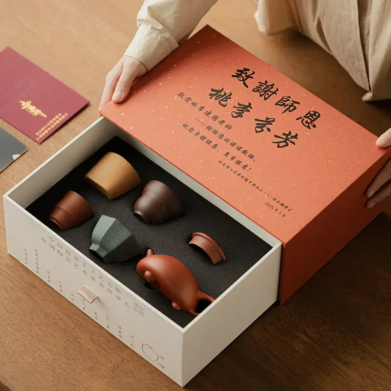 Voices of Clay Yixing Zisha Tea Set in Elegant Gift Box for Zisha Tea Enthusiasts
