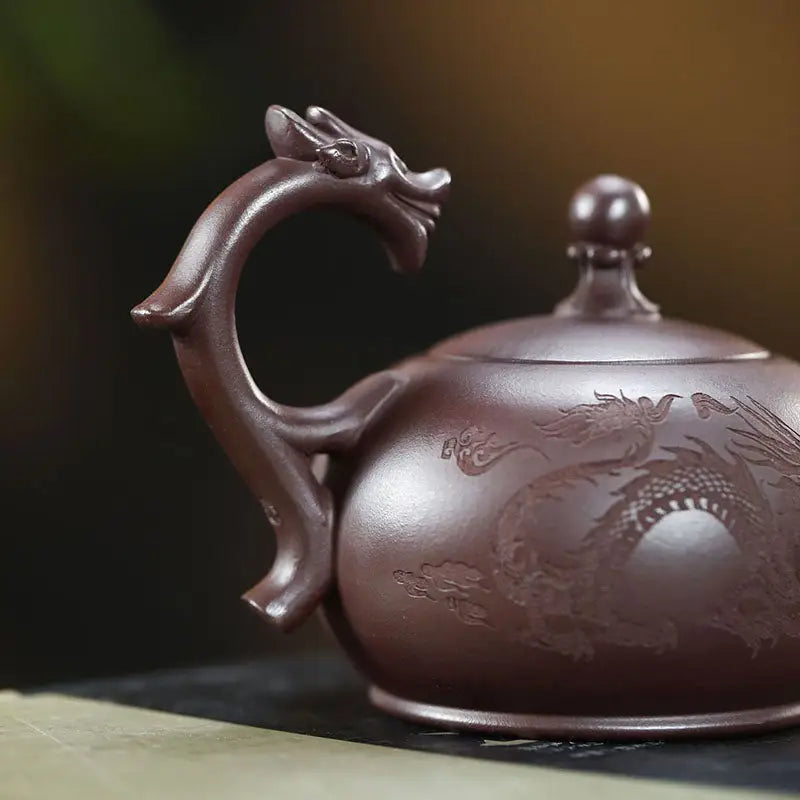 Purple clay Wandering Dragon Yixing dragon zisha teapot with dragon handle