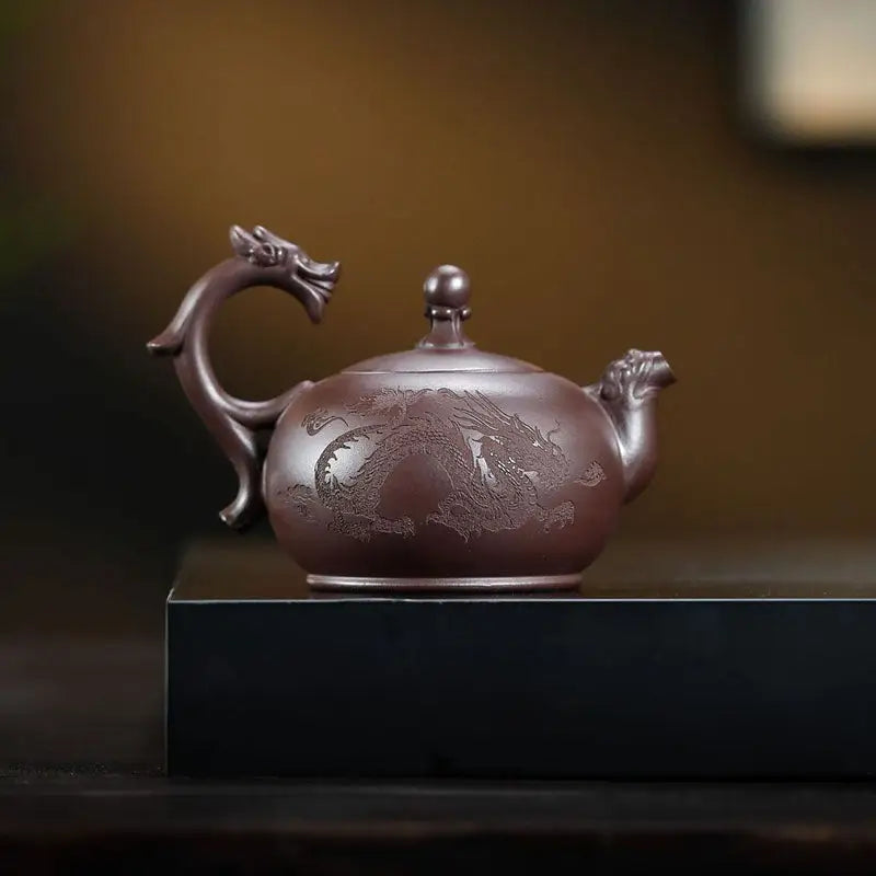 Dragon-themed Brown Teapot from Wandering Dragon Yixing Zisha Teapot Collection