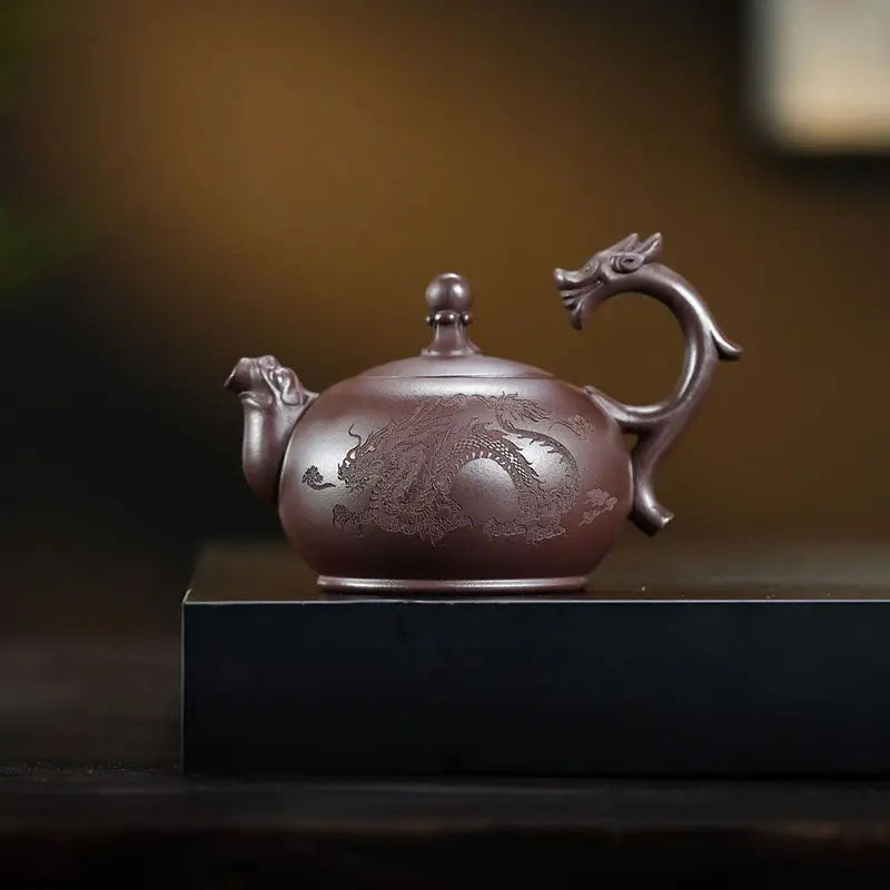 Wandering Dragon Yixing dragon-handled purple clay Zisha teapot for tea brewing