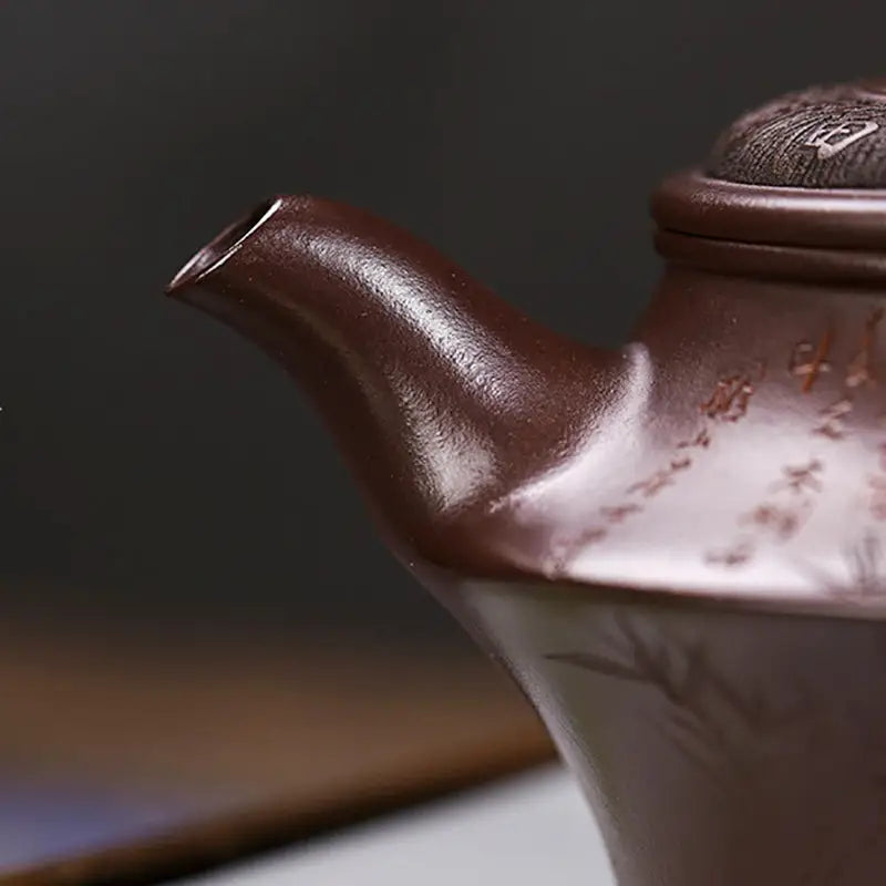 Brown ceramic Yixing Zisha teapot from Whispering Quail, a classic Yixing teapot