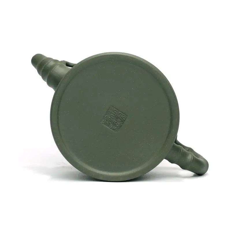 Olive-green ceramic teapot from Whispers of Bamboo, a green duanni zisha yixing zisha teapot
