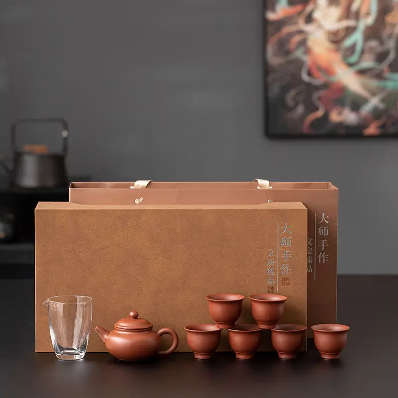Yixing Zisha clay tea set with box from Whispers of Clay Tea Set collection