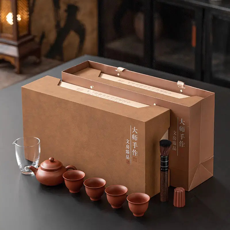 Whispers of Clay Tea Set in gift box with Yixing Zisha clay tea accessories