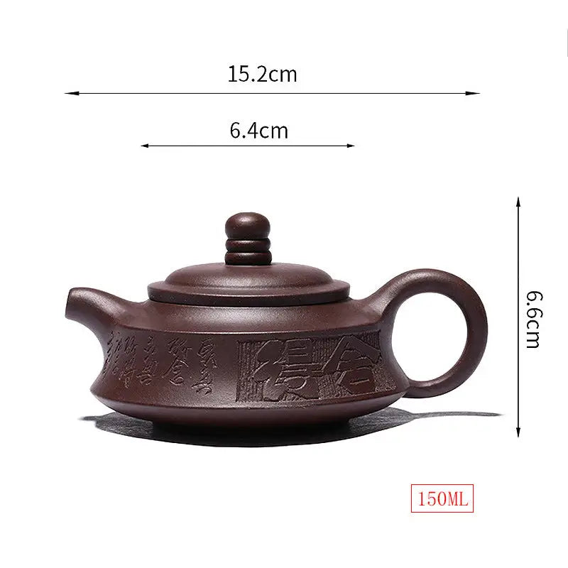 Brown Yixing Zisha Teapot with Dimensions from Whispers of Stillness collection