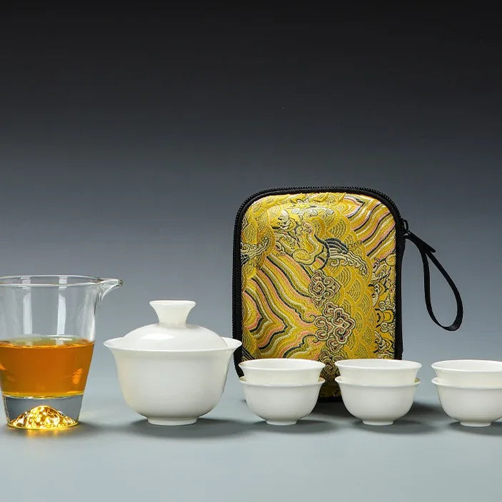 White Porcelain Gaiwan Travel Tea Set – Plain White