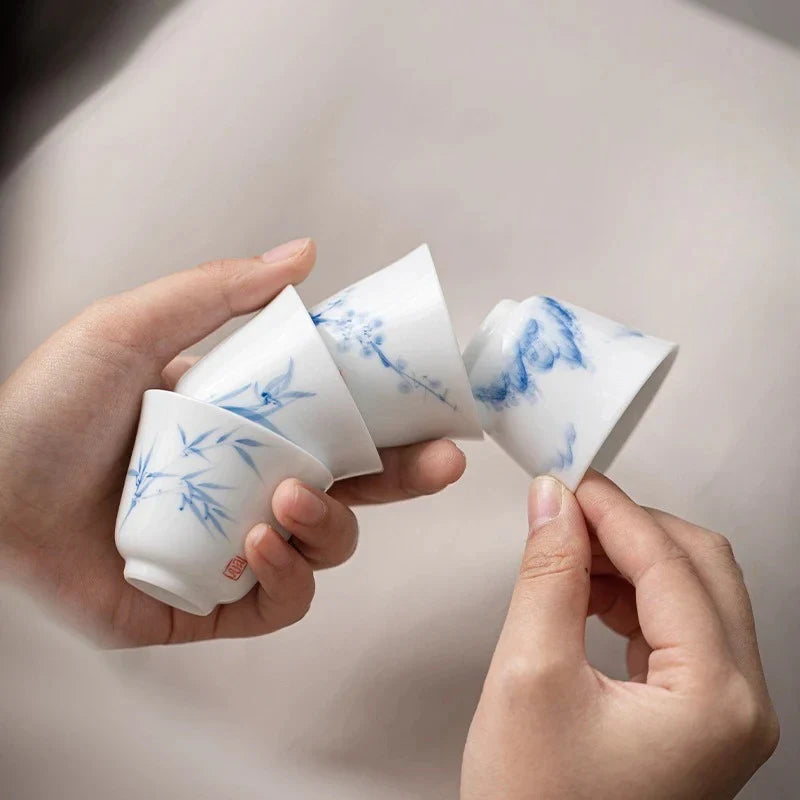 White Porcelain Hand-painted Tea Cup Tea Cup detail view